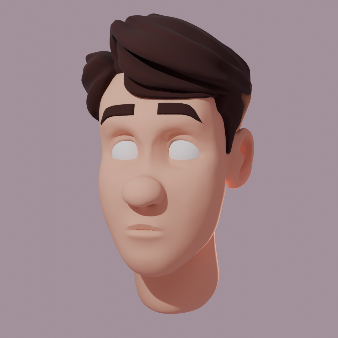 Unused early hair model for Older Leo, front view