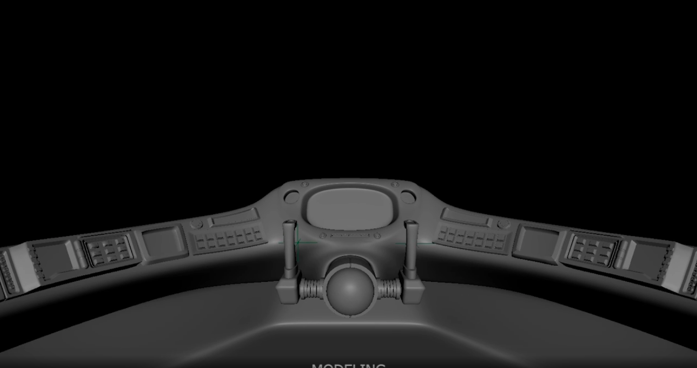 Modeled ship cockpit interior