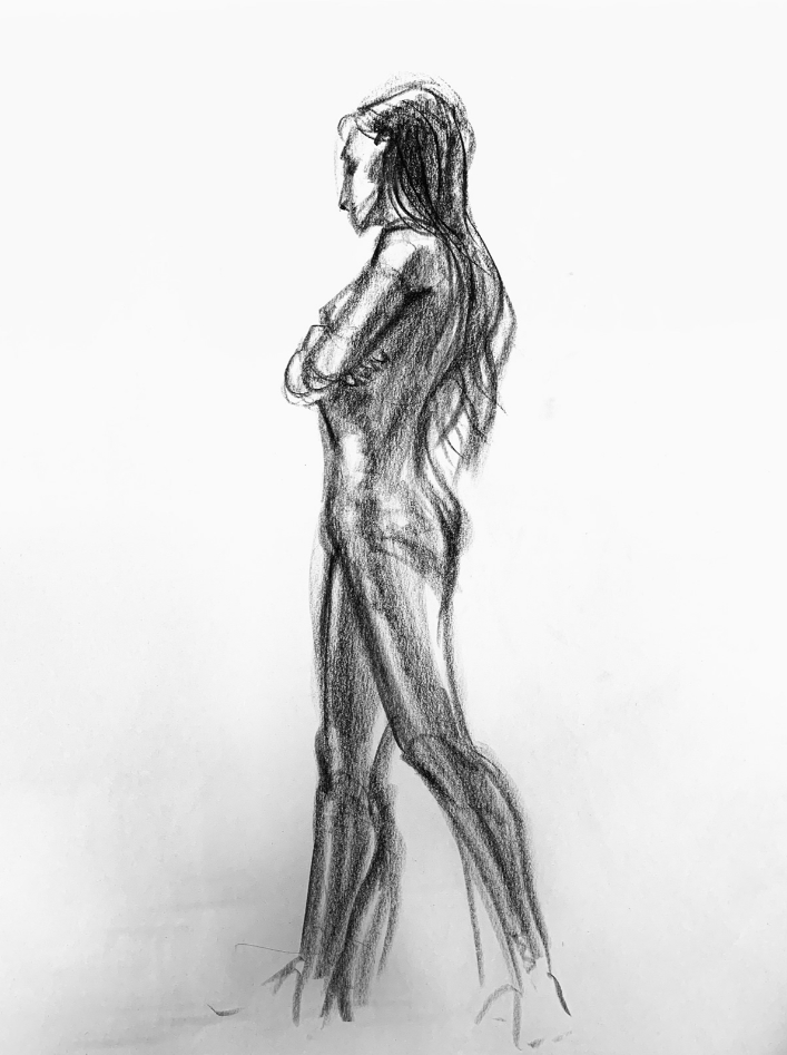 Life drawing pose study