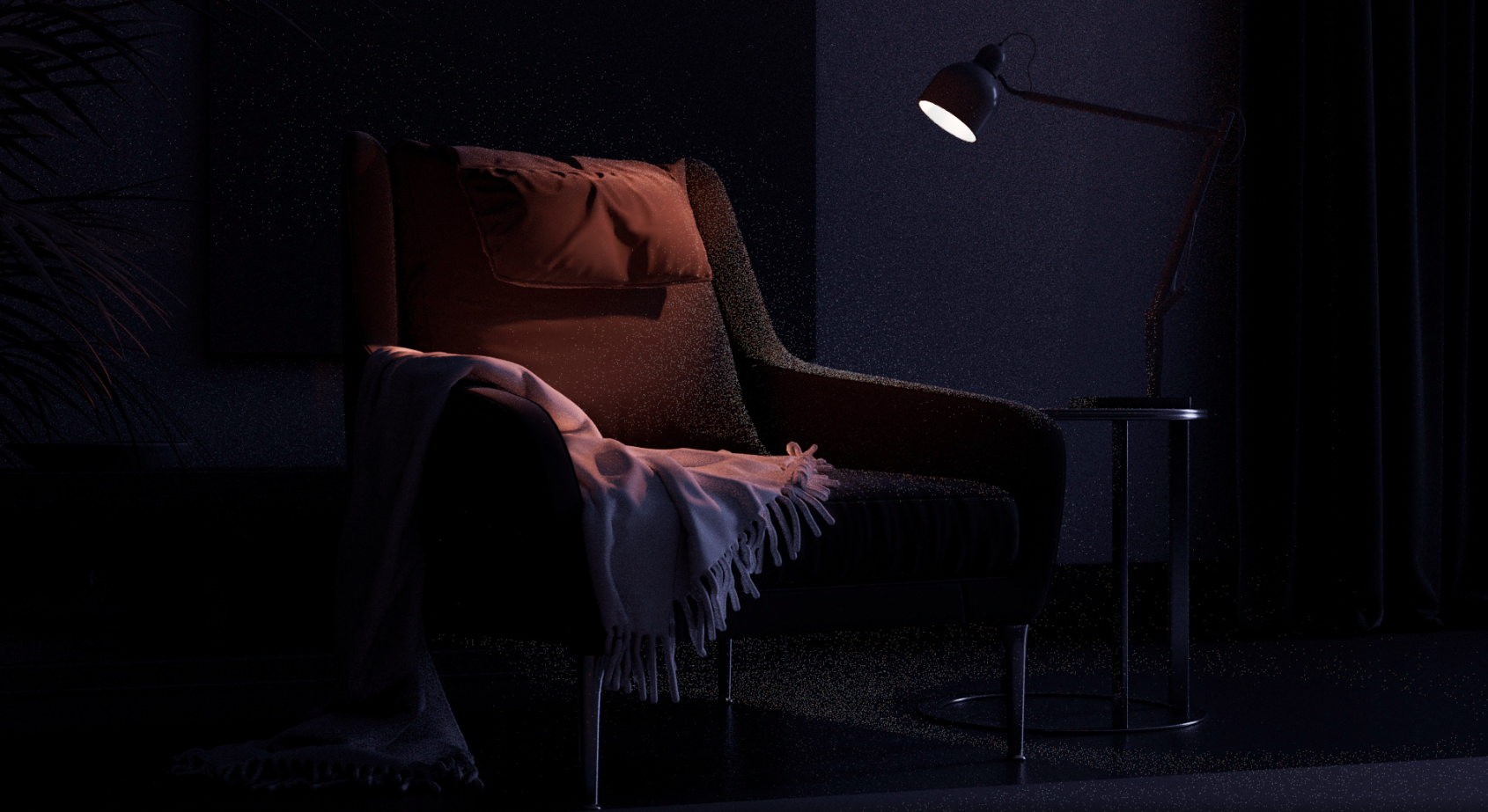 Cool nighttime interior lighting study