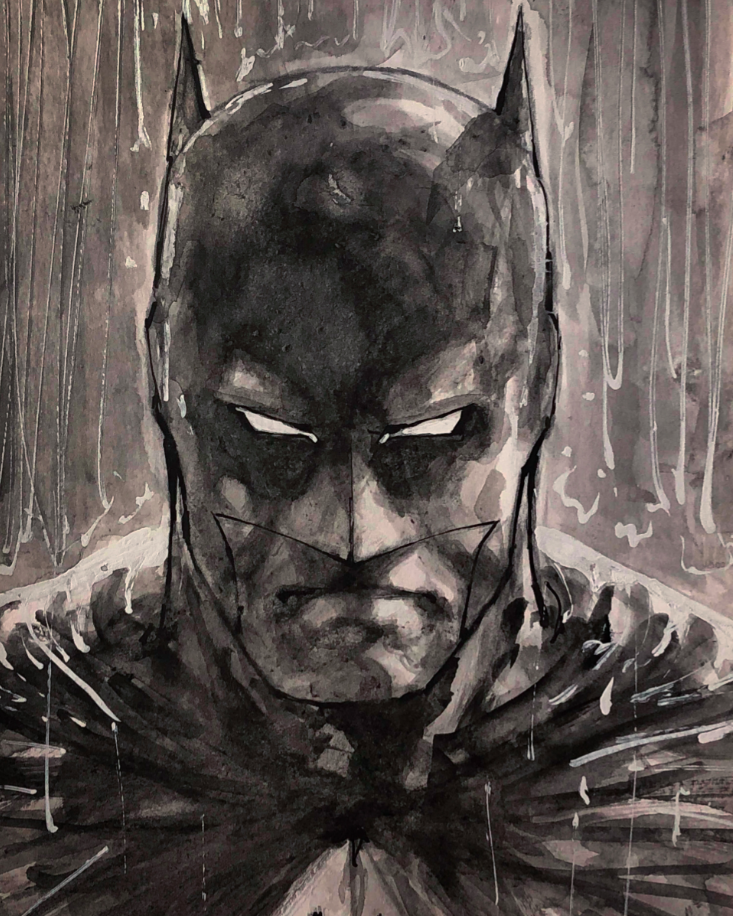Watercolor Batman painting
